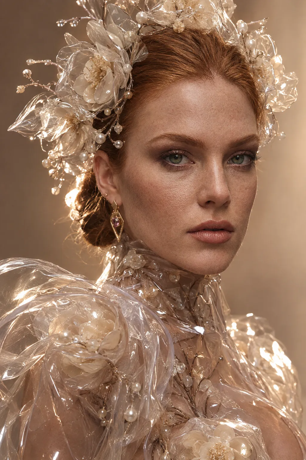 Transparent Bloom: Pearl Organic Couture Editorial output 2
