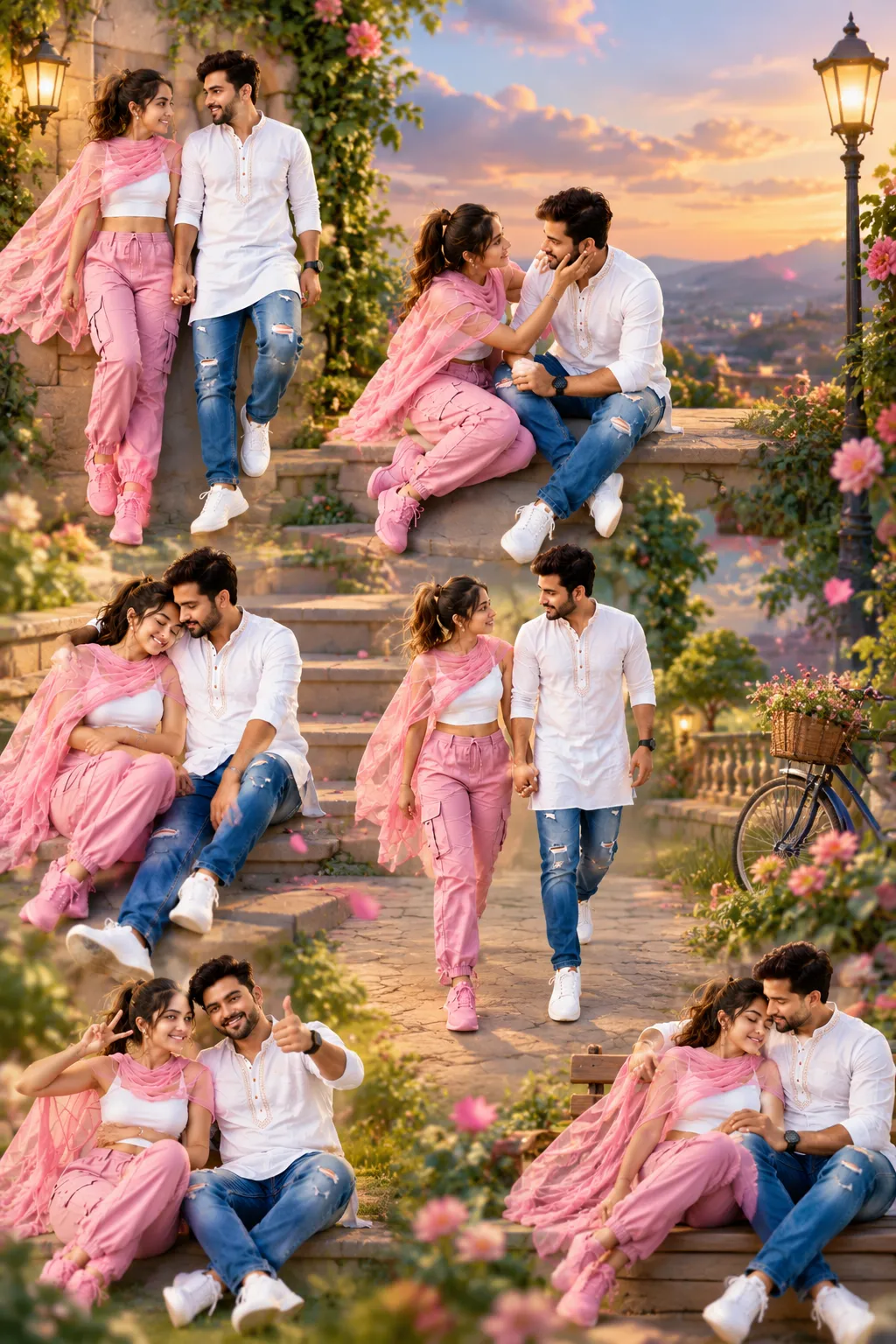 Sunset Romance on Garden Stairs output 1
