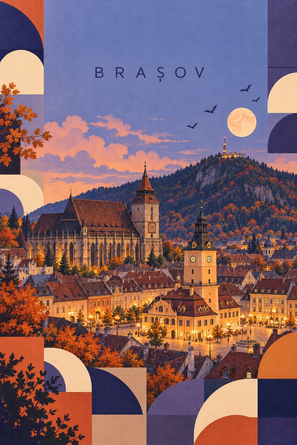 Halloween Geometric Travel Art Poster output 4