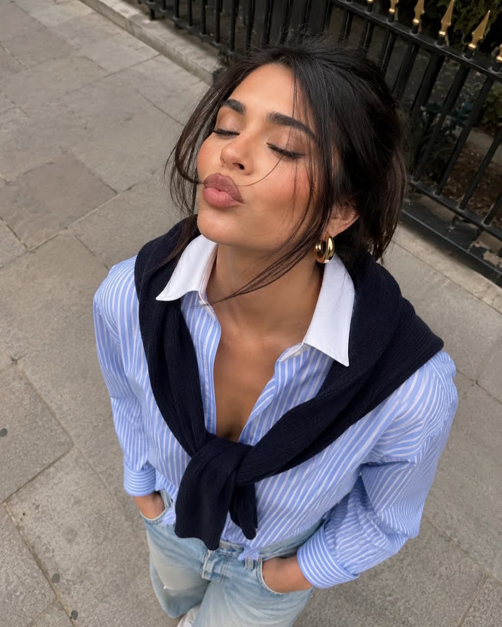 High-Angle Preppy Street-Style Portrait