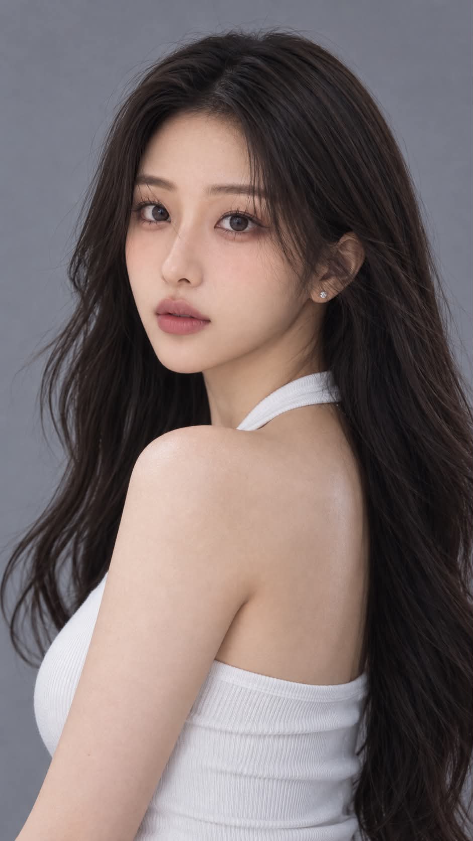K-Beauty Soft Gray Halter Portrait output 2