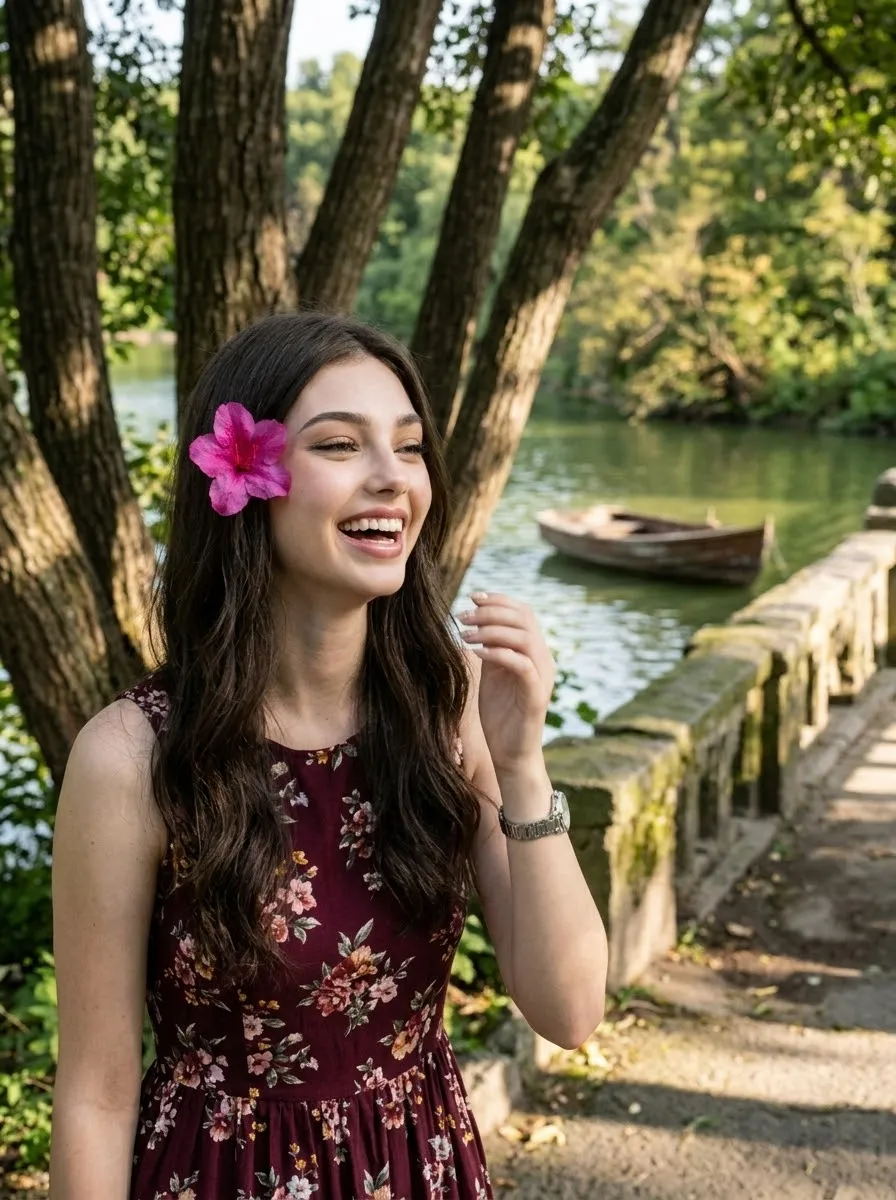 Lakeside Portrait with a Pink Flower output 7