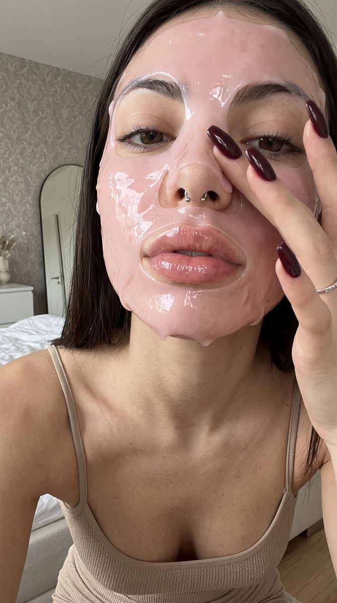 Photorealistic Hydrogel Mask Close-Up Selfie