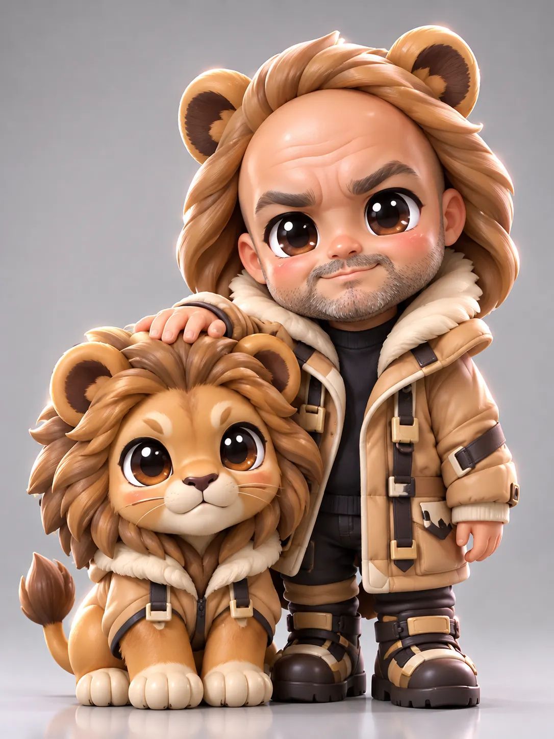 Chibi Person and Animal Companion in Coordinated Outfits output 1