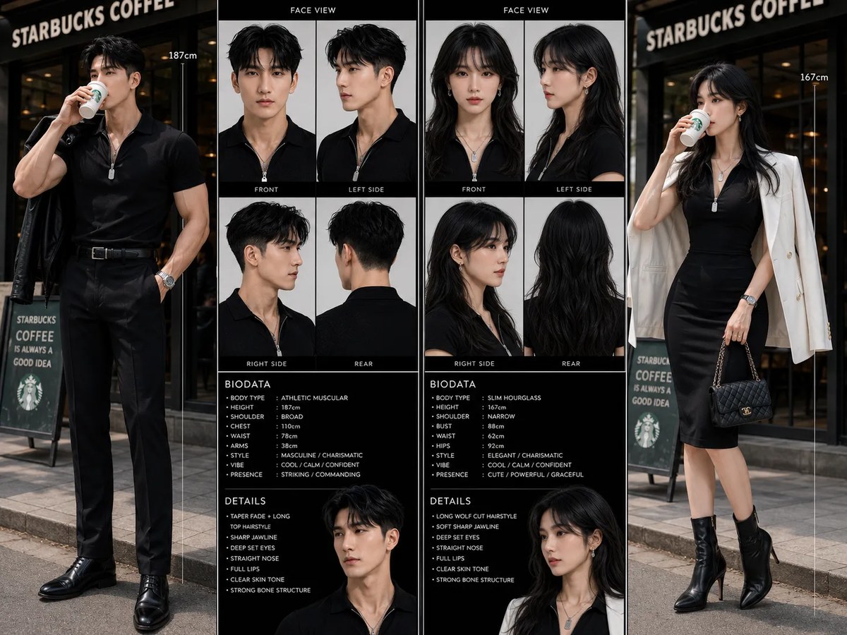 Gender-Version Character Portrait and Reference Sheet output 3