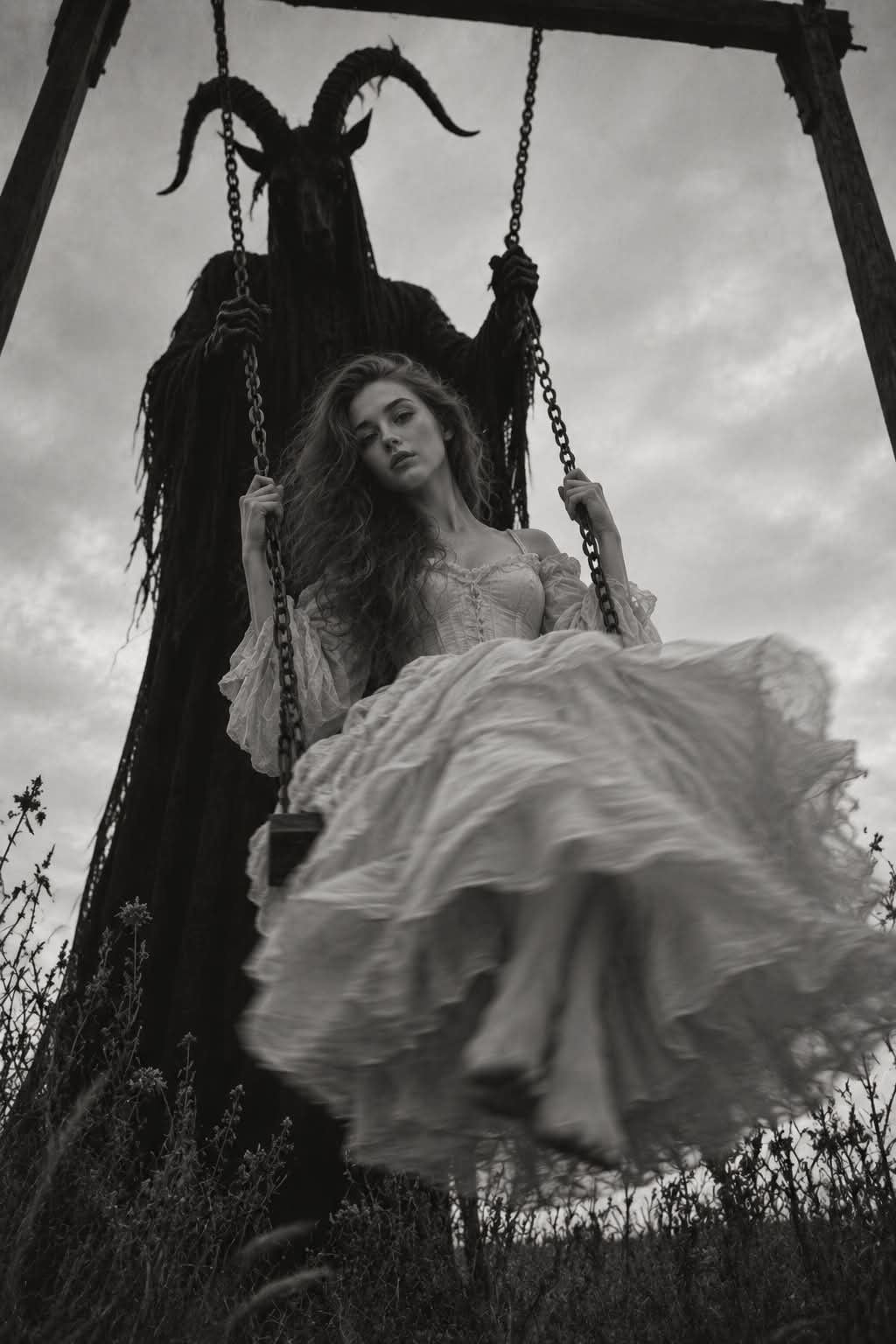 Cinematic Gothic Witch in a Windy Field output 4
