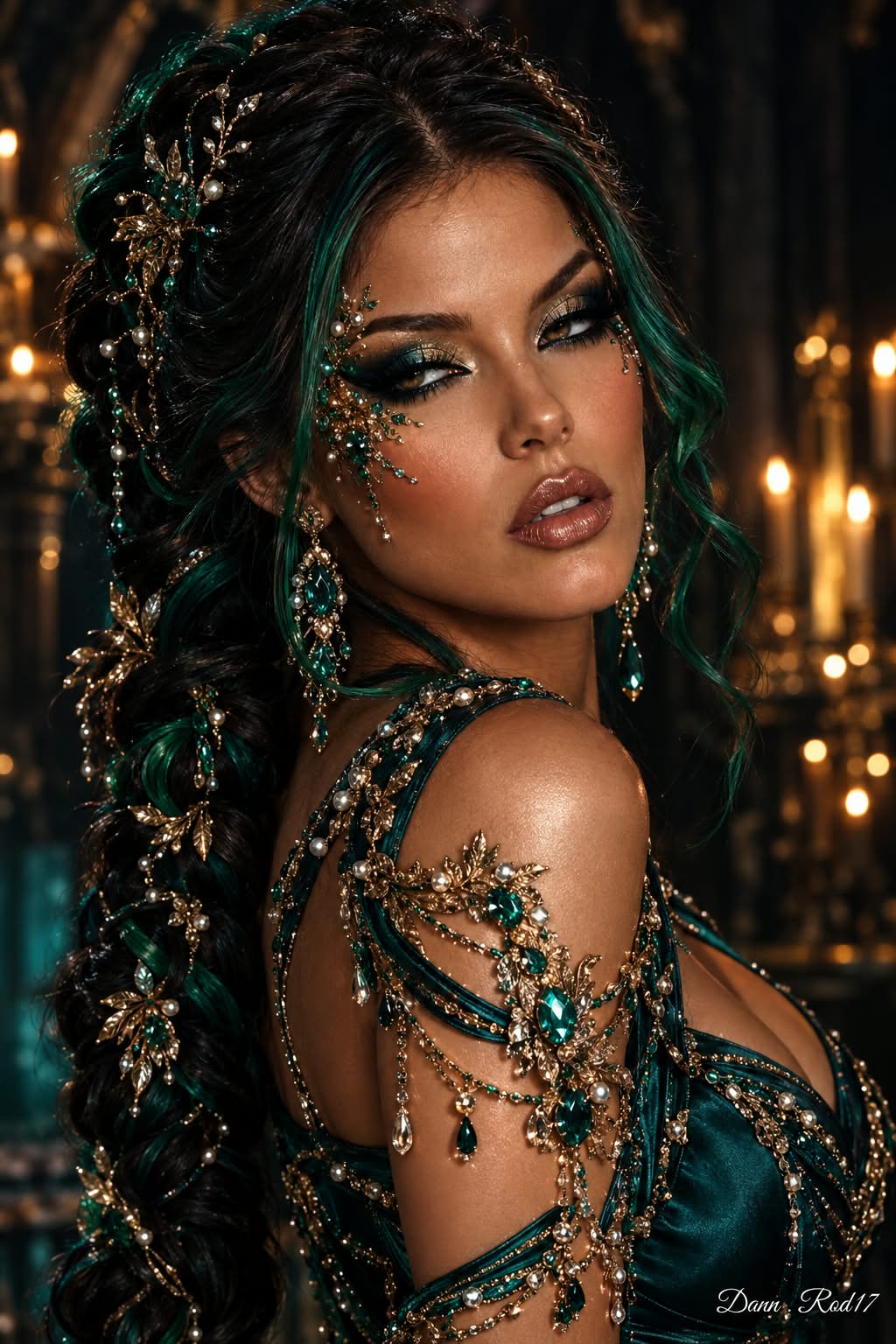 The Power of a Goddess — Emerald Couture Portrait
