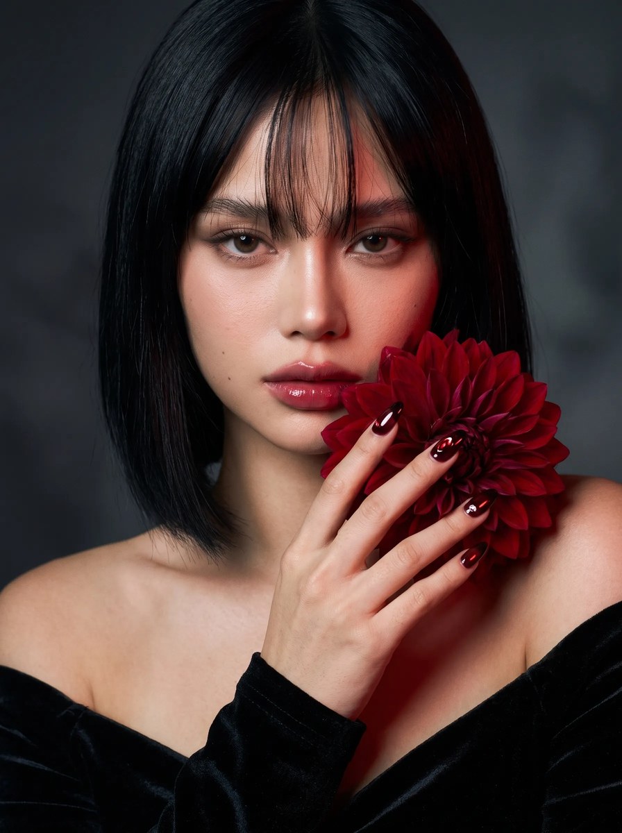 Dark Red Dahlia Beauty Portrait output 1