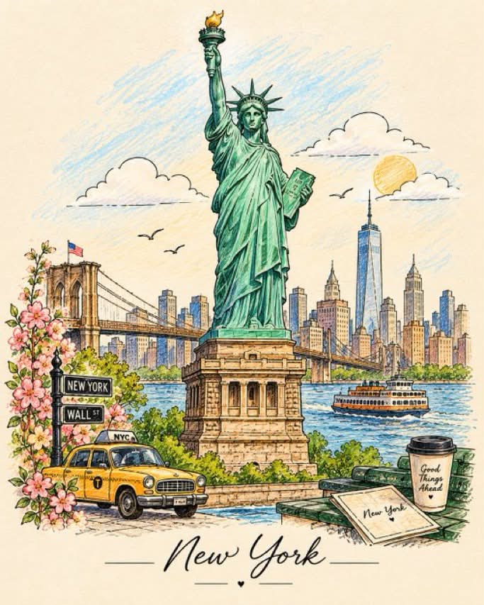 Vintage Travel Coloring-Book Illustration