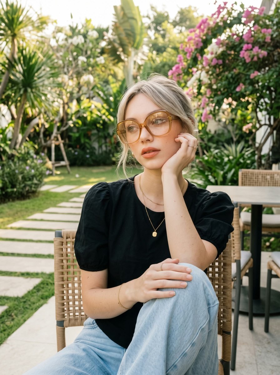 Warm Café Courtyard Fashion Portrait output 9