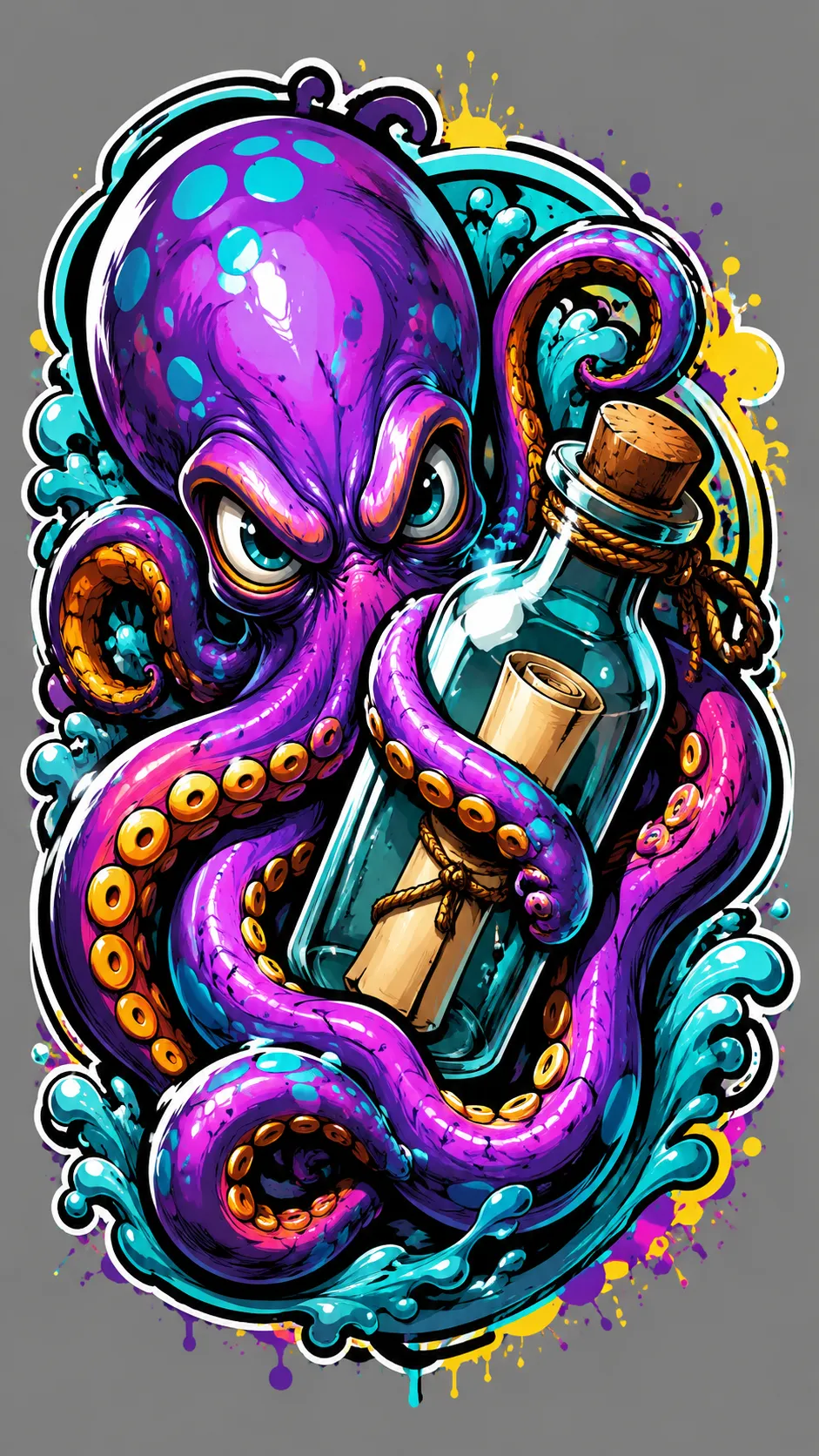 Urban Graffiti Cartoon Sticker Illustration