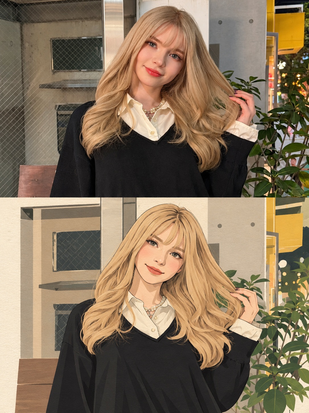 Original Photo and Geometric Comic Split Image output 3