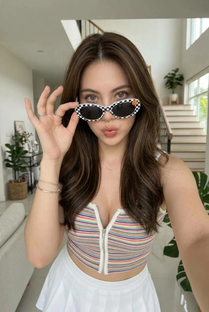 Checkerboard Sunglasses Fashion Selfie output 3
