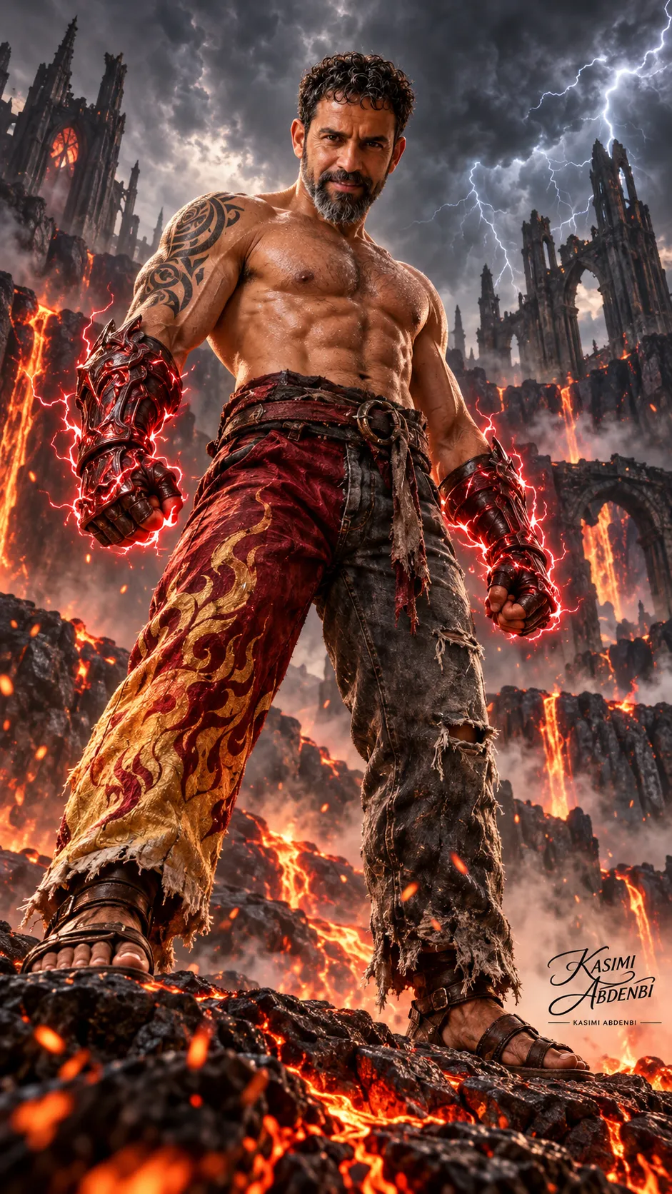 Volcanic Martial Warrior Portrait output 1