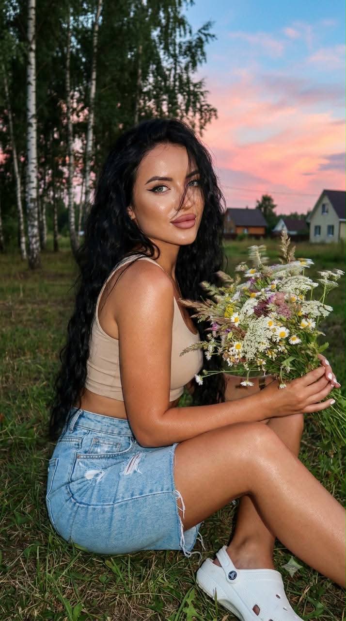 Unretouched Sunset Wildflower Portrait