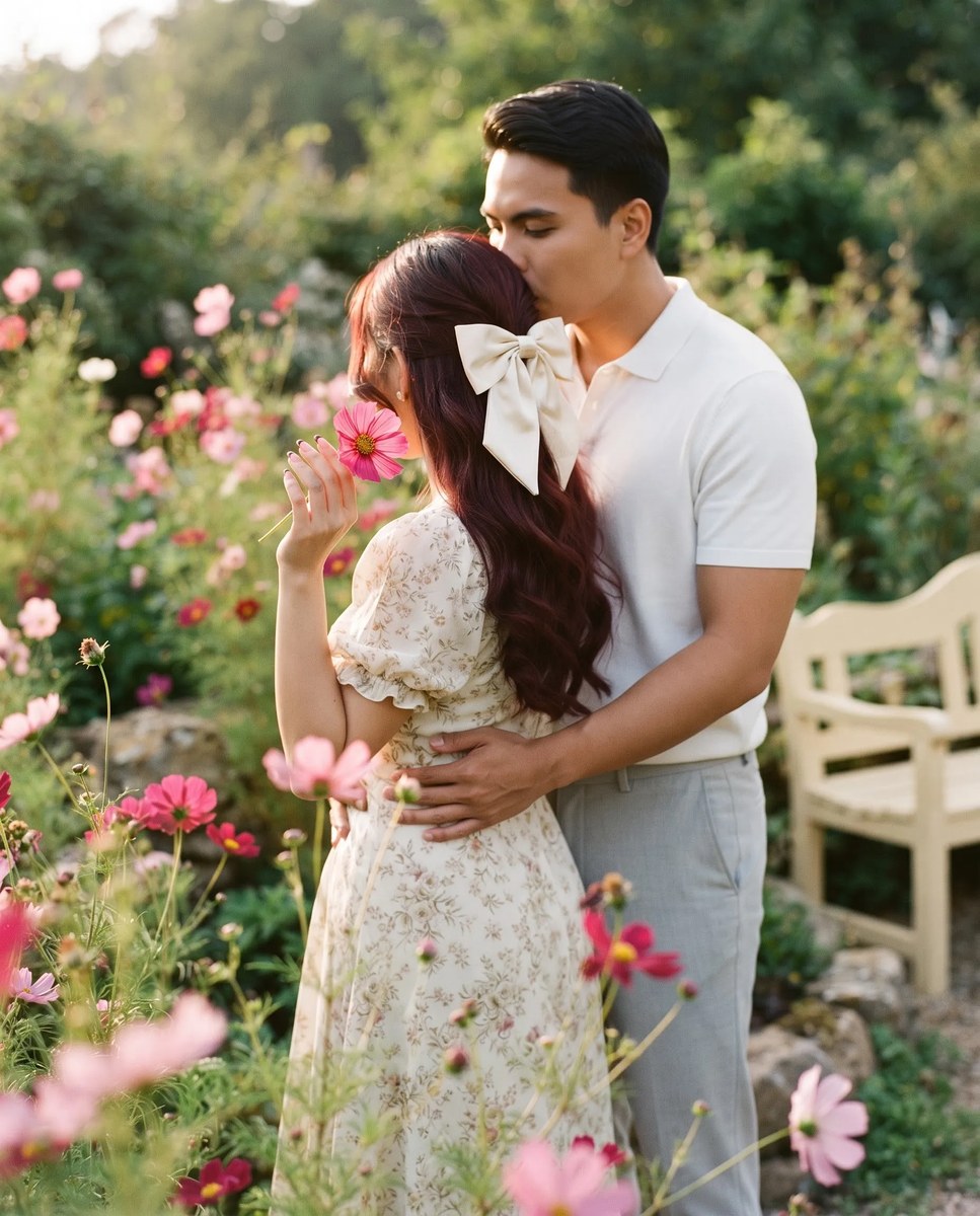 Vintage Romantic Couple in a Cosmos Garden output 8