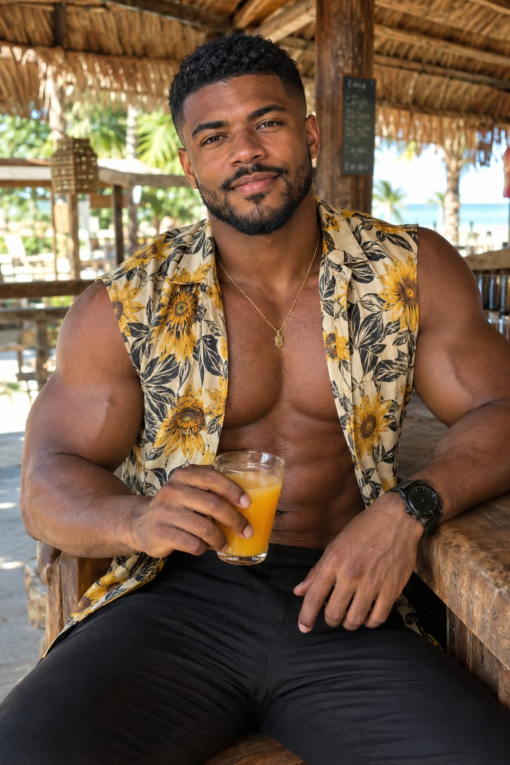 Photorealistic Tropical Beach Bar Portrait