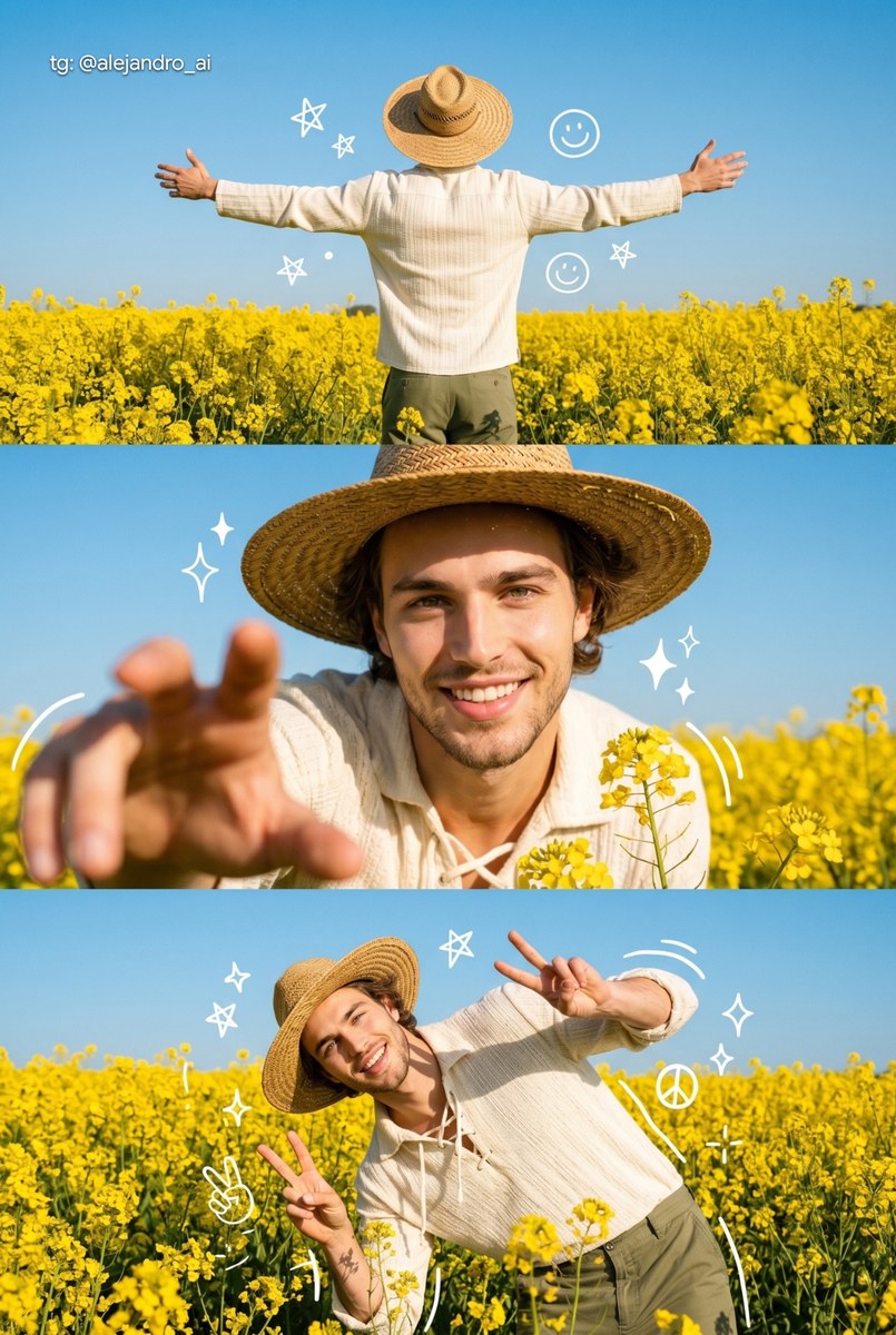 Playful Mustard Field Portrait Collage output 1
