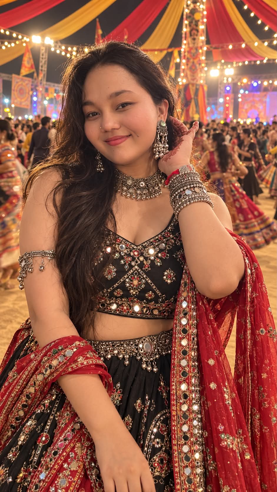 Cinematic Navratri Garba Fashion Portrait output 1