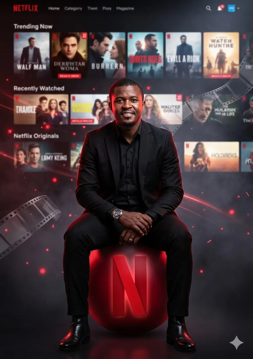 Cinematic Portrait on a Glowing Netflix N output 2