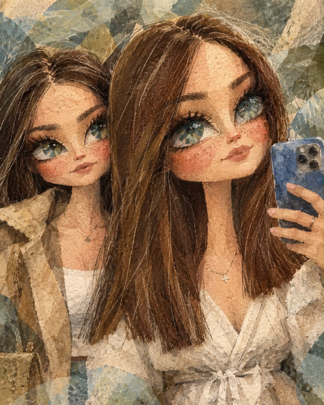 Mixed-Media Storybook Portrait with Doll-Like Proportions output 3