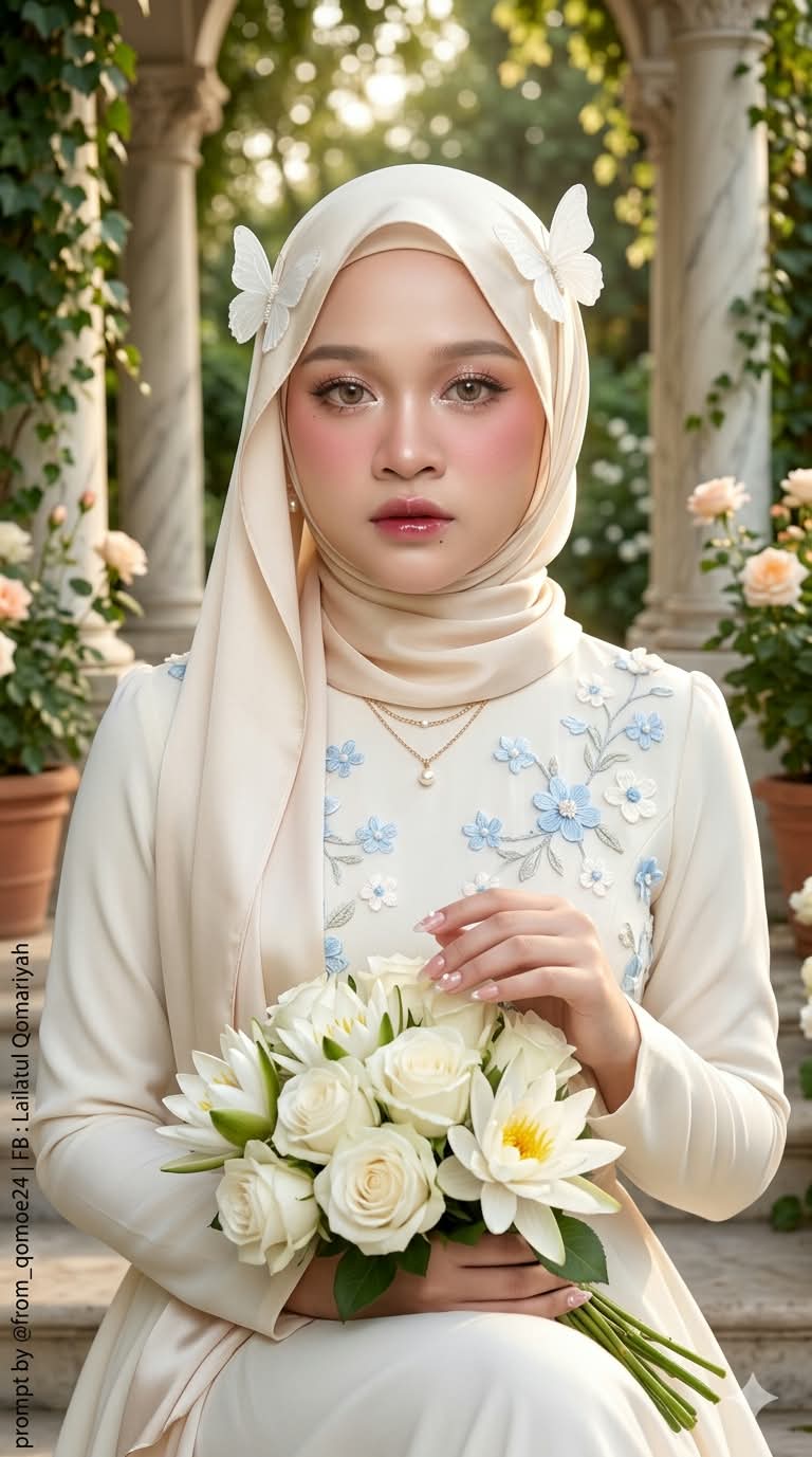 Golden-Hour Portrait in an Embroidered Hijab output 2