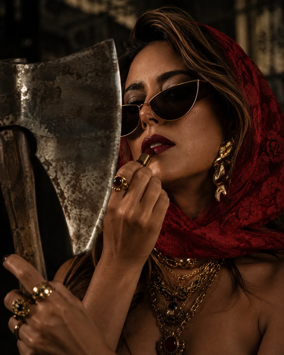 Crimson Edge | Golden Shadow — Noir Beauty Editorial output 1