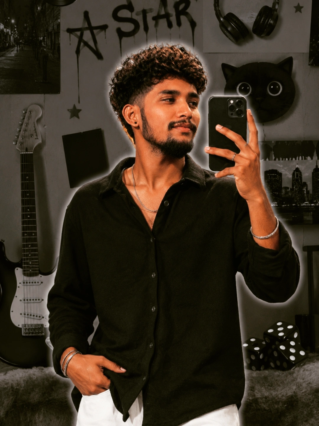 Grayscale Collage Mirror Selfie