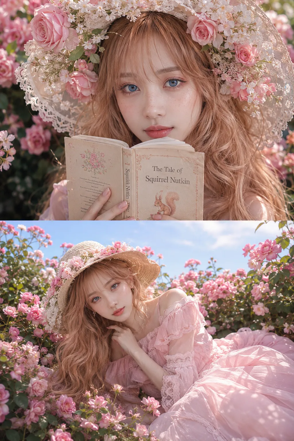 Romantic Rose Garden Portrait Diptych output 1