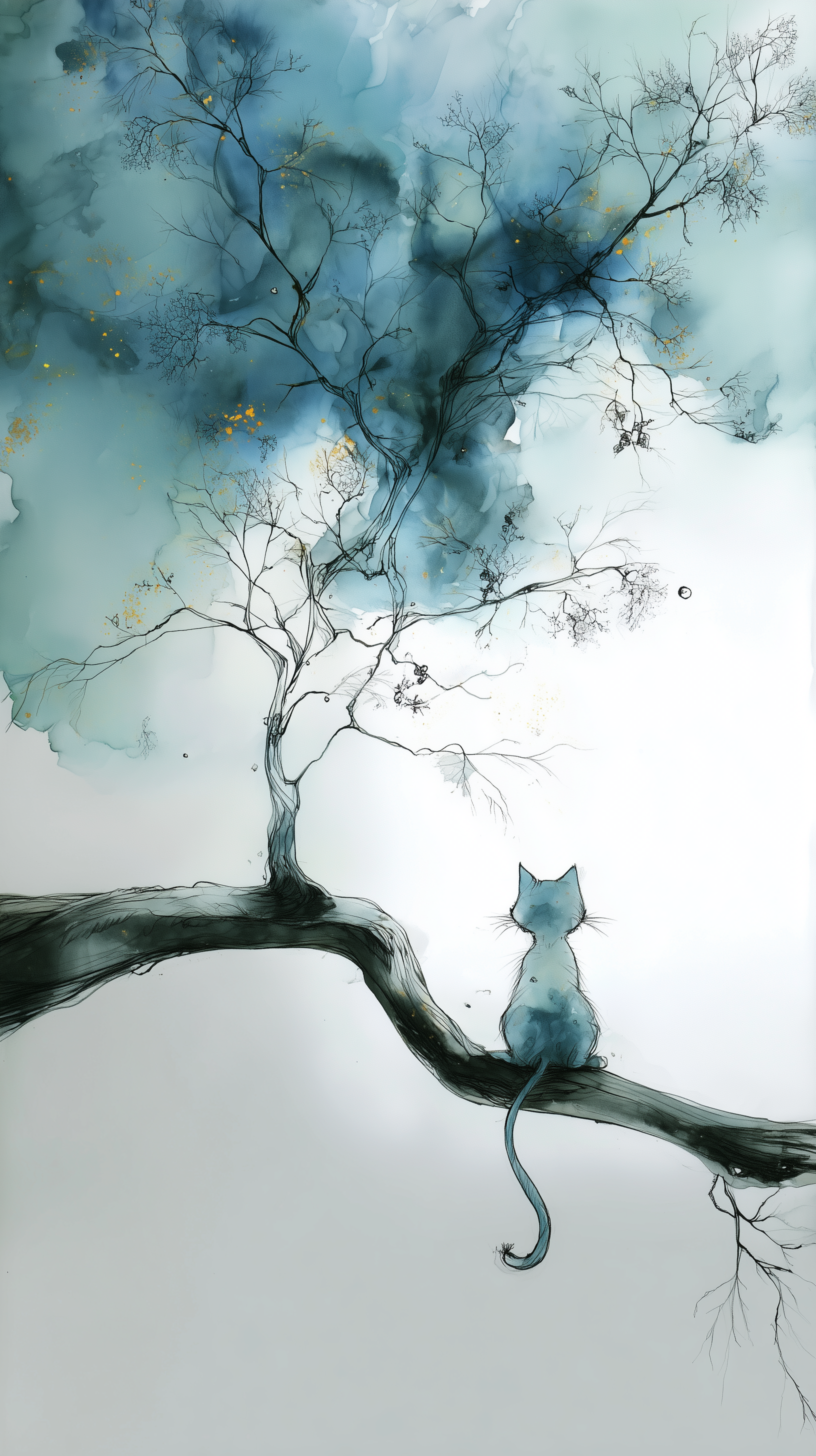 Whimsical Gothic Cat in a Moonlit Forest