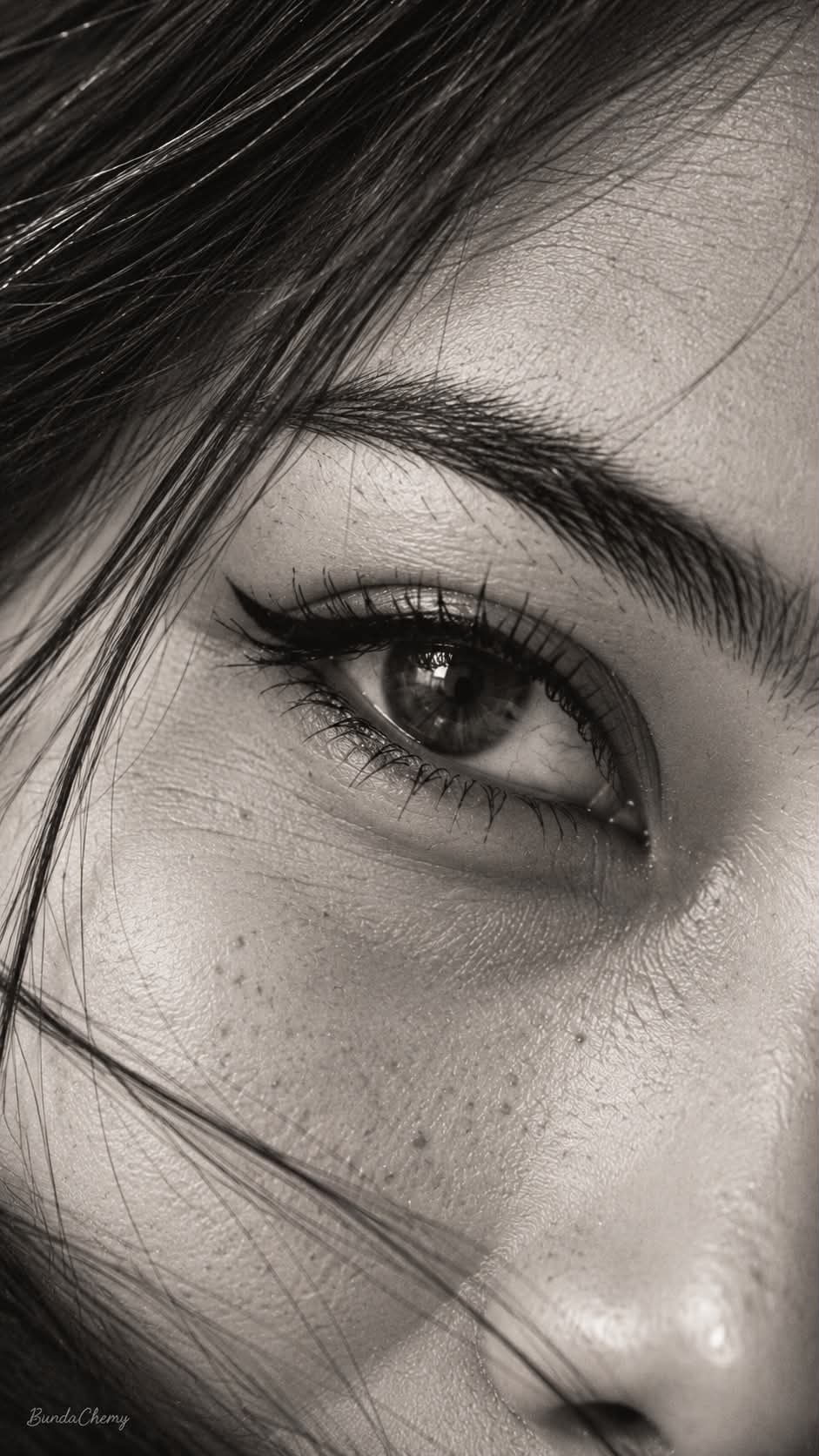 Black-and-White Macro Eye Portrait