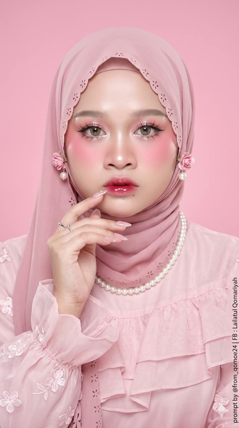 Pastel Pink Hijab Beauty Portrait
