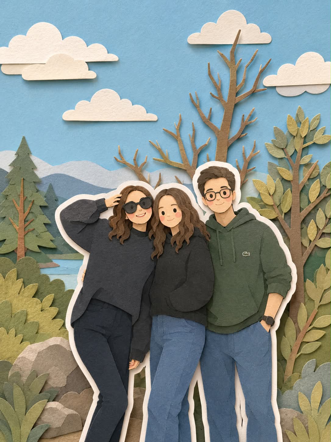 Handcrafted Layered Paper-Cut Illustration