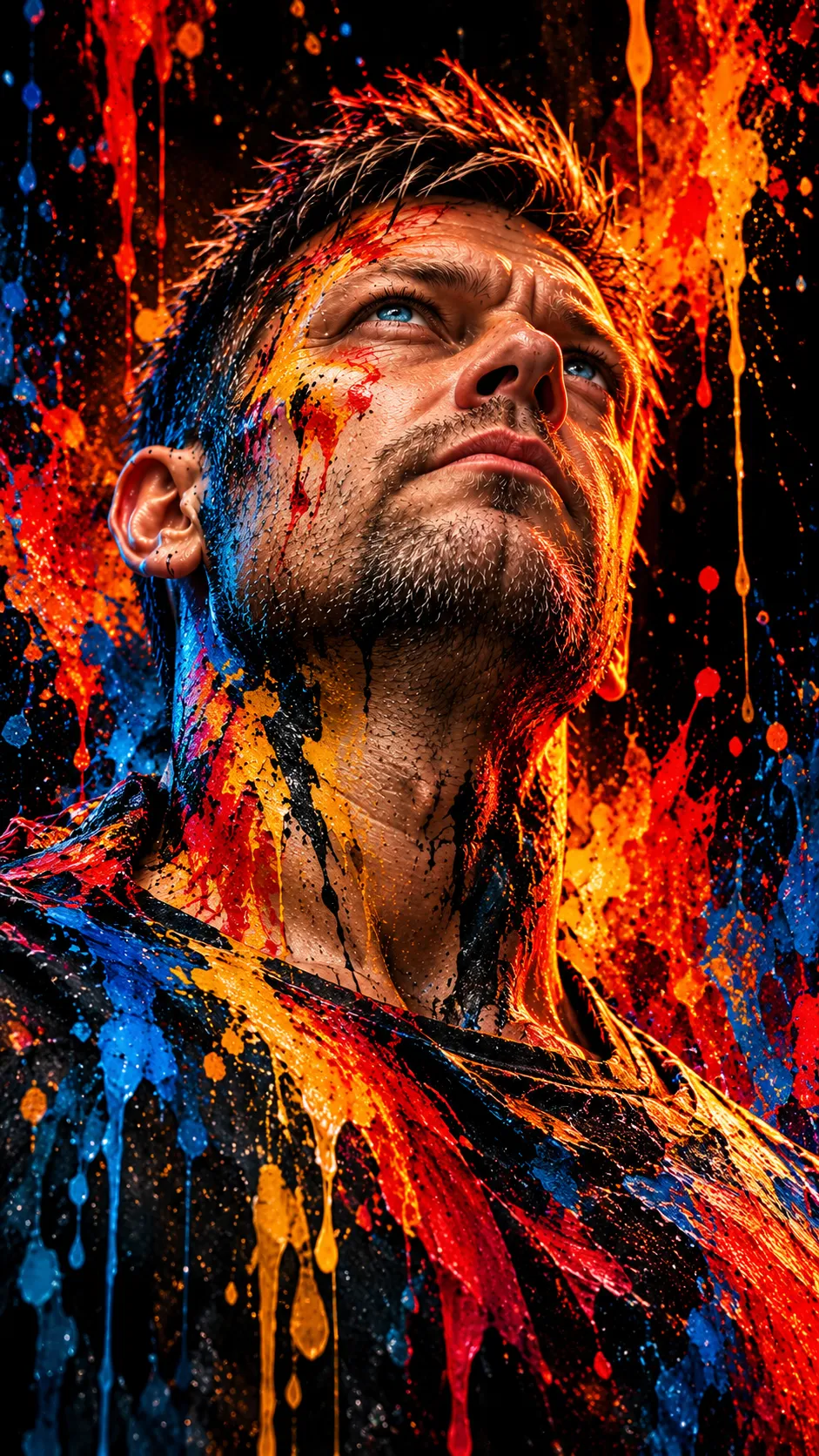 Colours of Defiance: Paint-Splashed Cinematic Portrait output 1