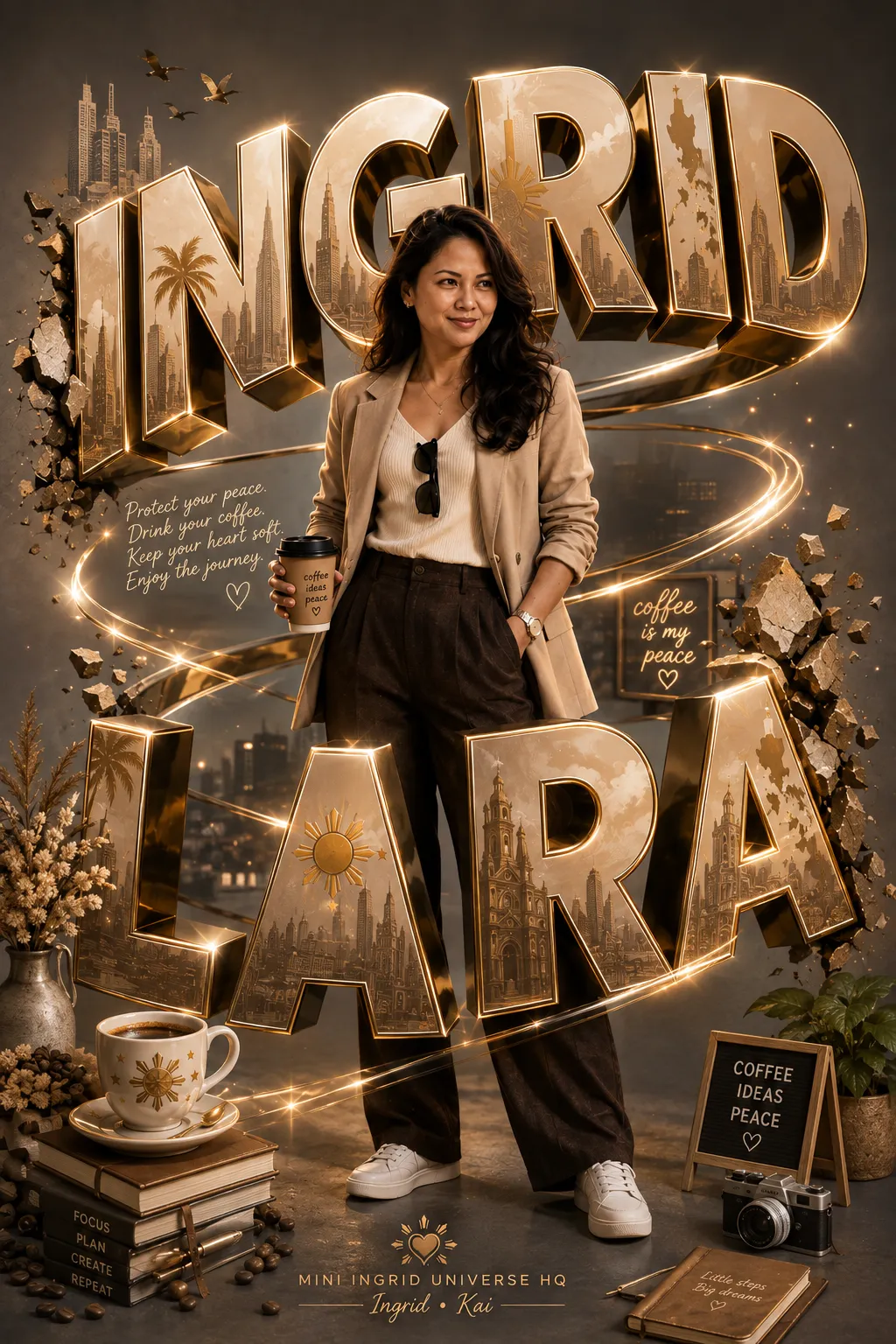 Luxury Coffee Editorial with Reflective 3D Lettering output 1