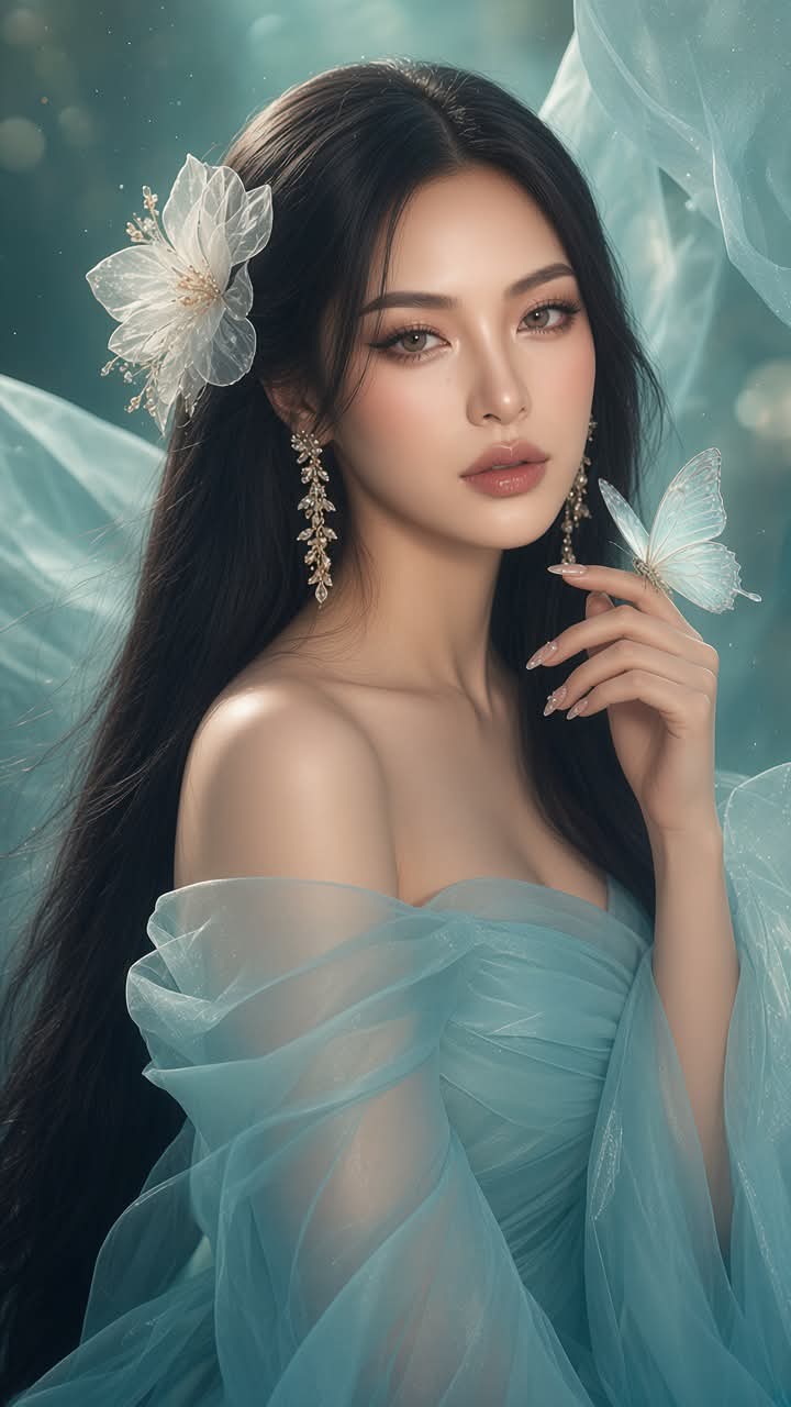 Aqua-Blue Butterfly Korean Beauty Editorial output 2
