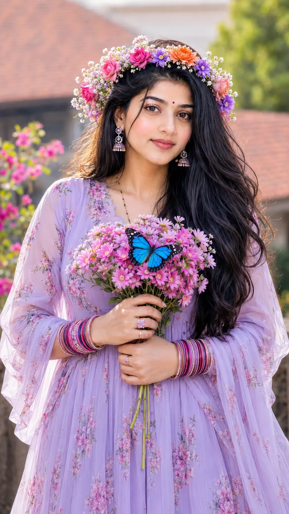 Floral Portrait with a Butterfly