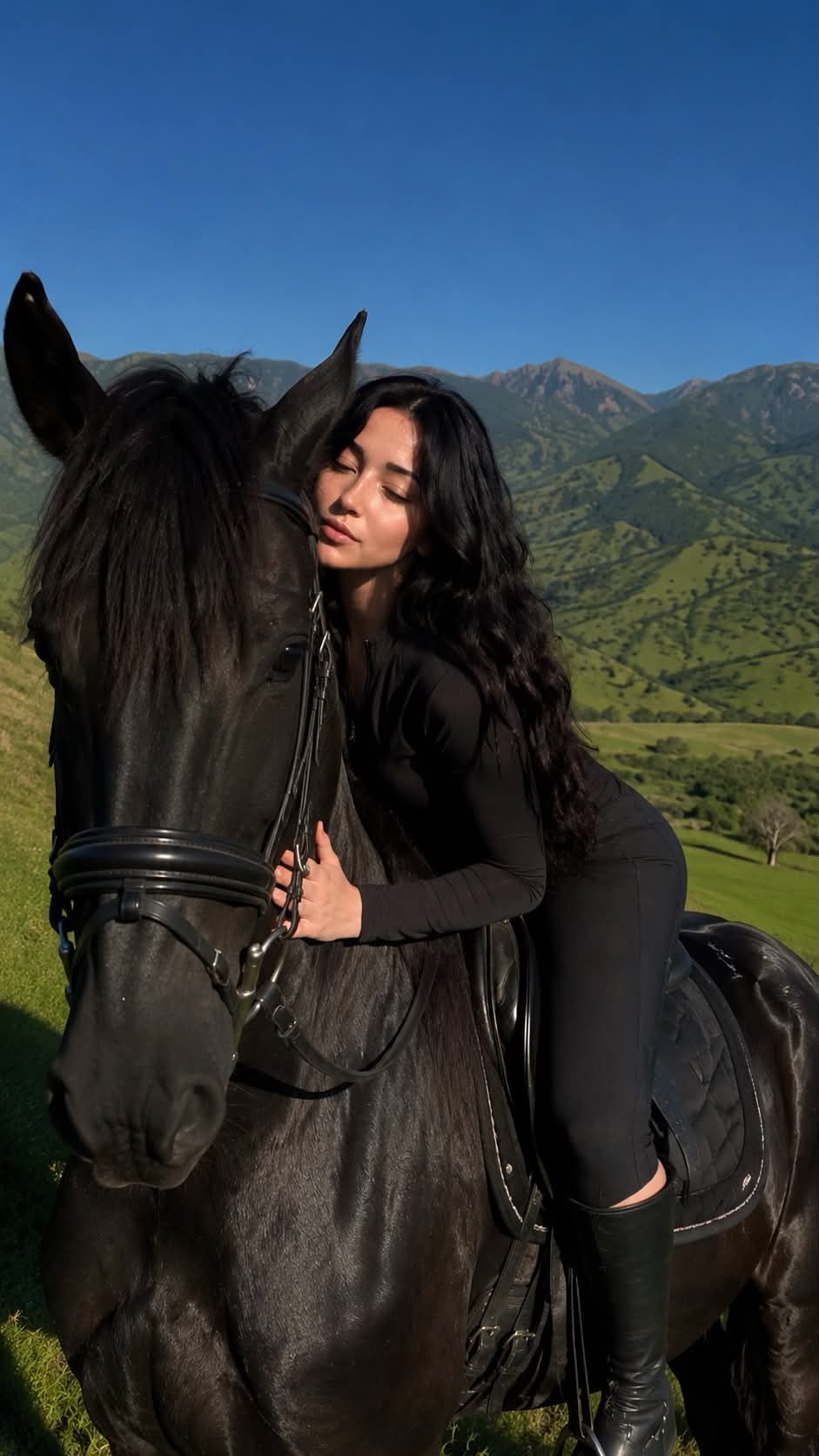 Smartphone Portrait of a Woman with a Black Horse output 2