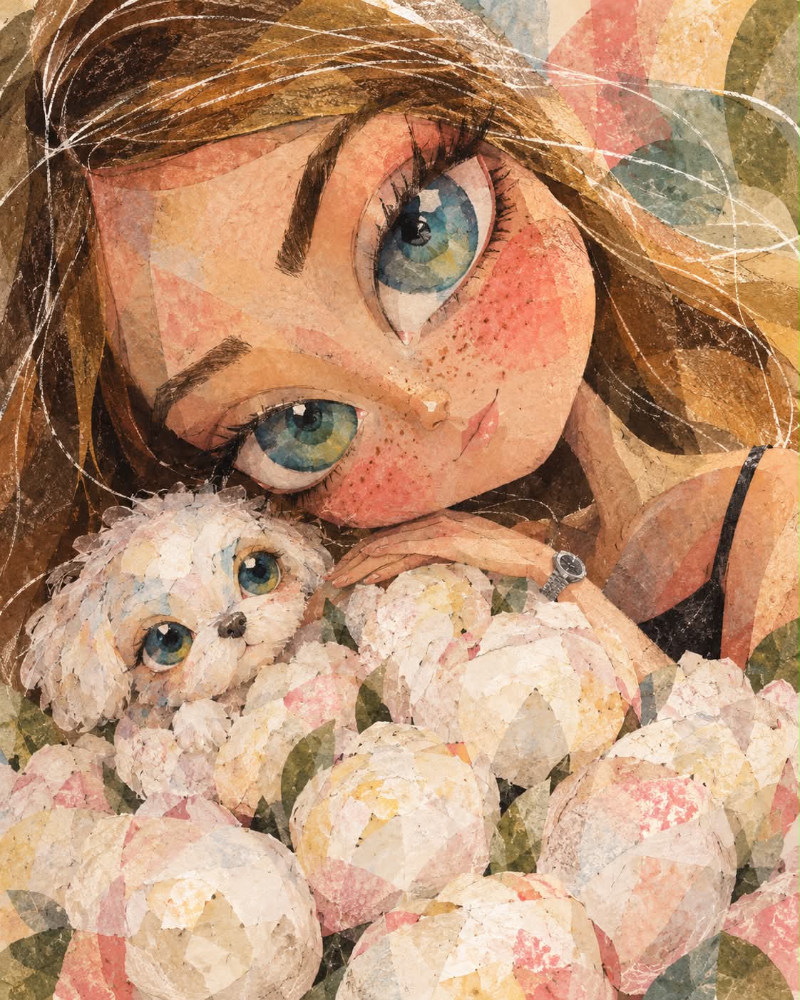 Doll-Like Mixed-Media Storybook Portrait