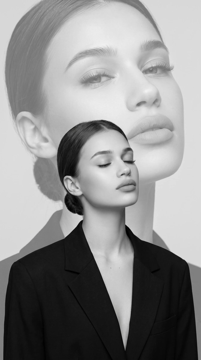 Black-and-White Double-Exposure Fine-Art Portrait output 2