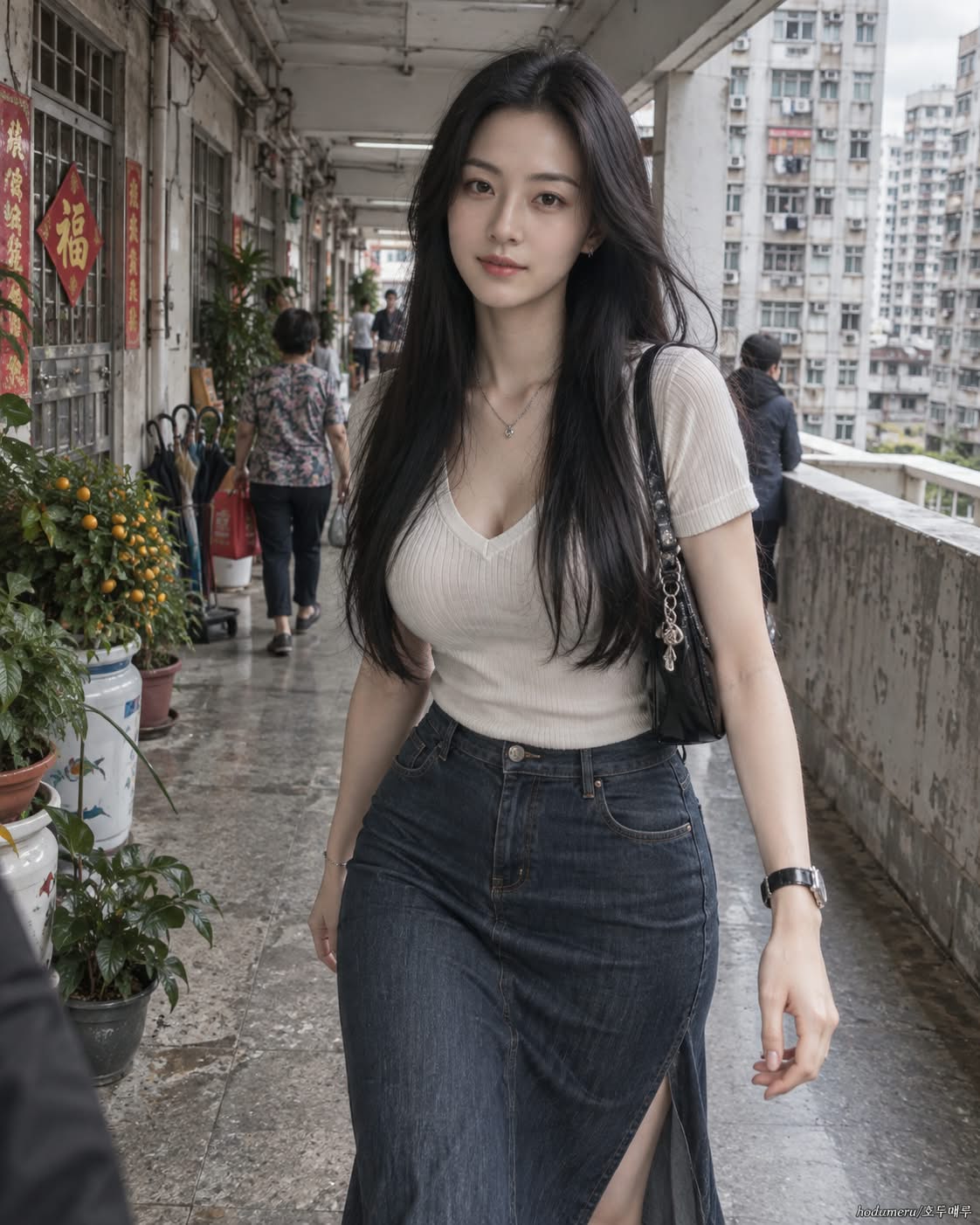 Candid Hong Kong Public-Housing Walkway Portrait
