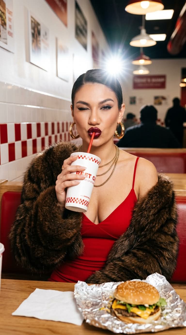 Glossy Fashion Editorial in a Classic Diner output 3