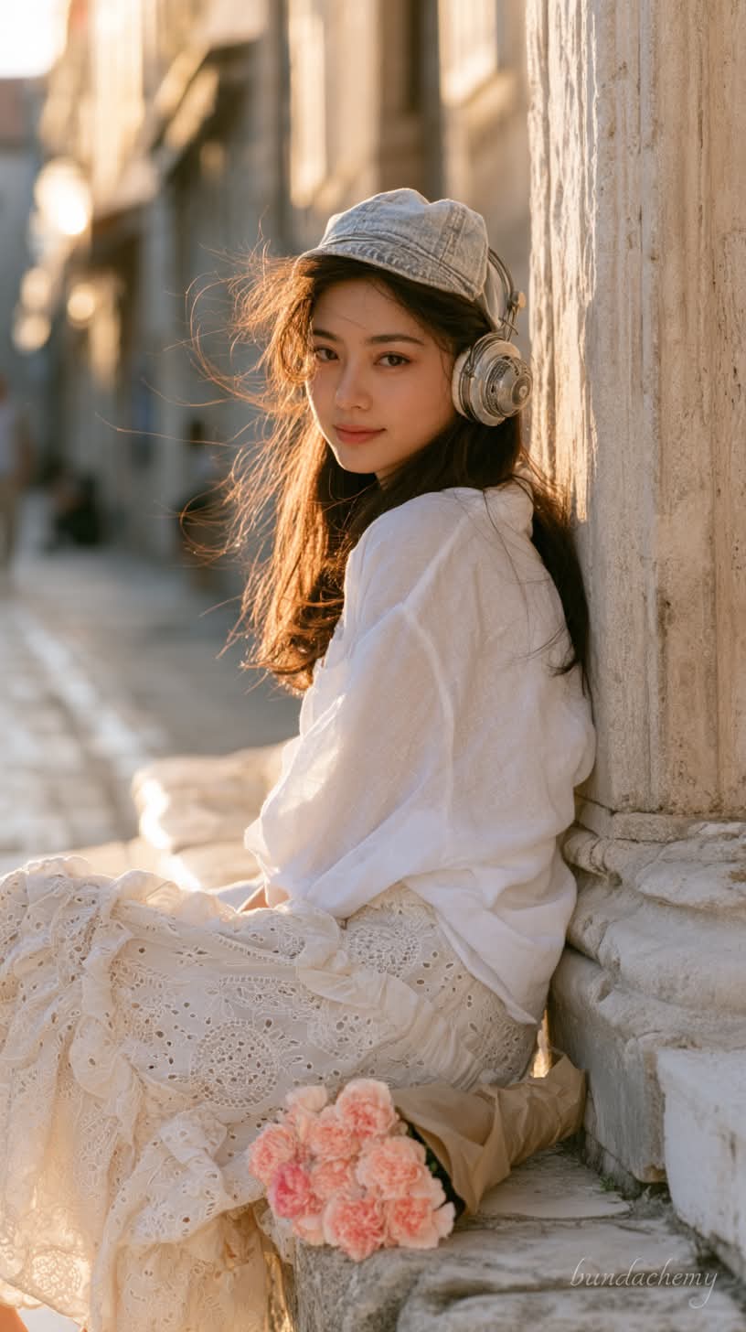 Golden-Hour Old Town Editorial Portrait output 4