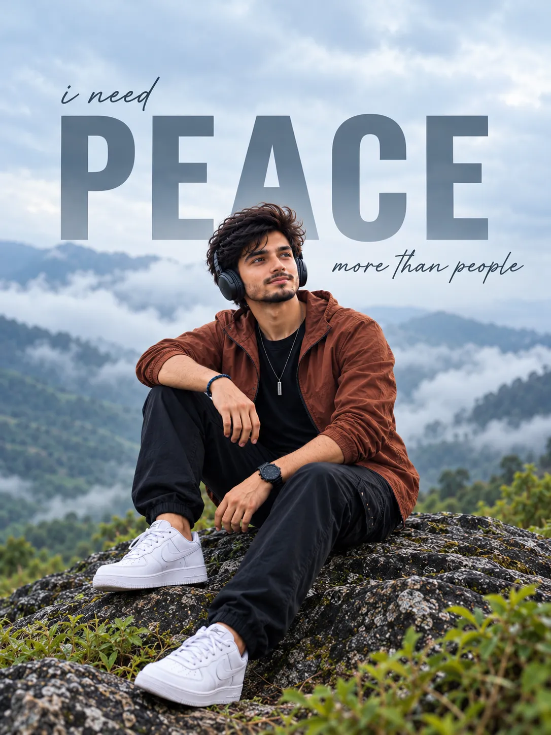 Cinematic PEACE Mountain Poster