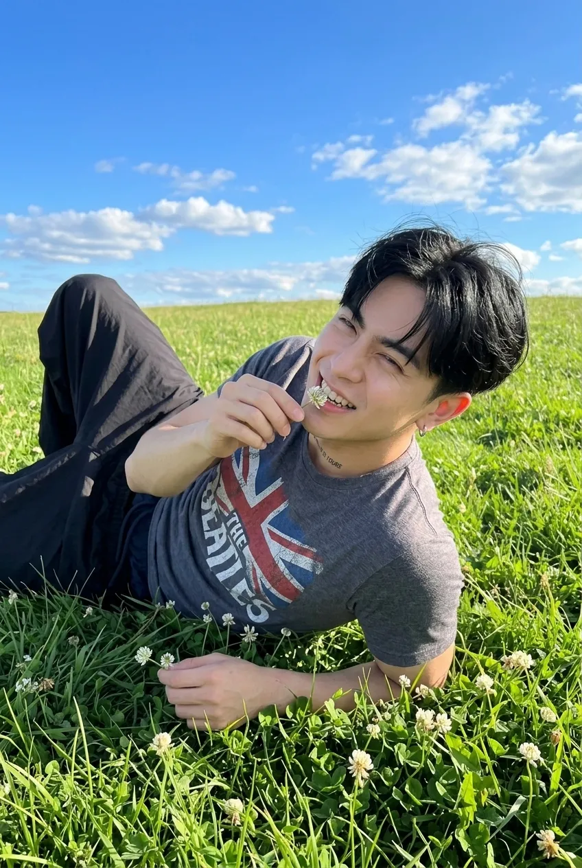 Photorealistic Meadow Portrait of a Young Man output 7
