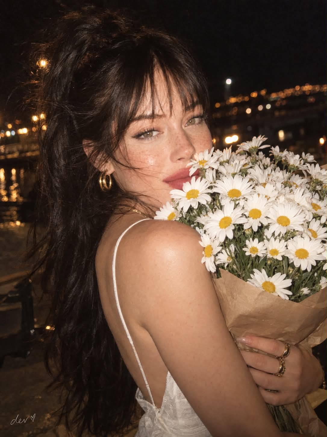 Candid Night Portrait with White Daisies output 1