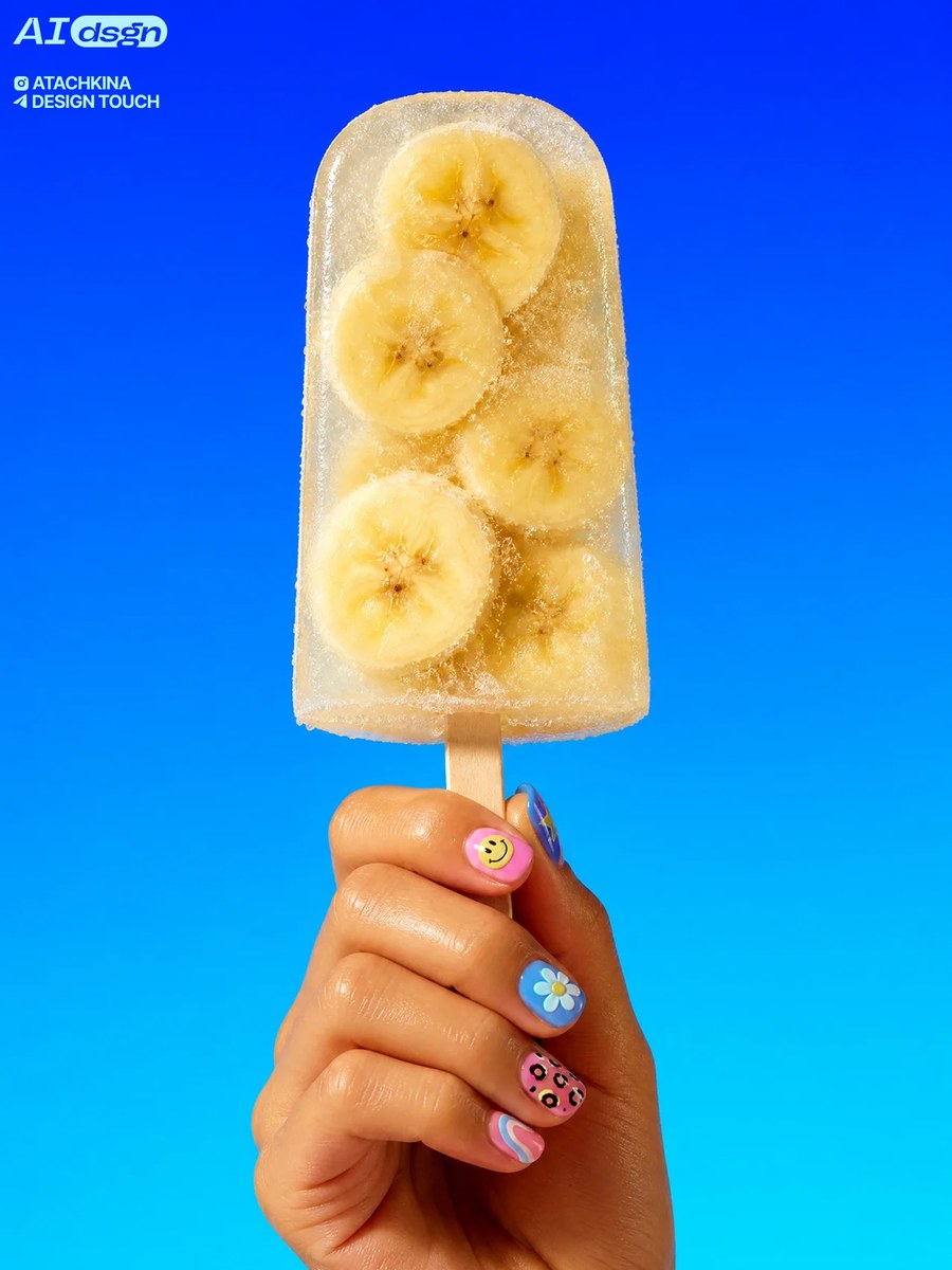 Banana Popsicle on an Electric Blue Background output 7