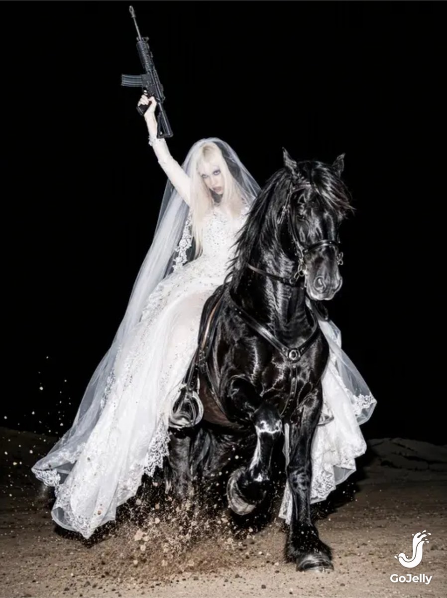 Dark Fantasy Wedding Warrior on a Black Horse output 4