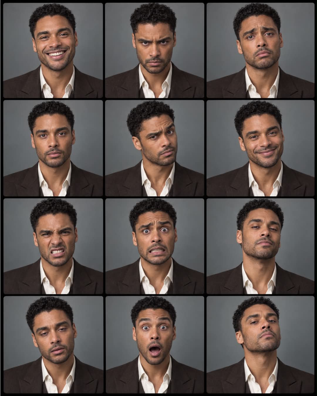 Photorealistic 12-Expression Portrait Contact Sheet output 6