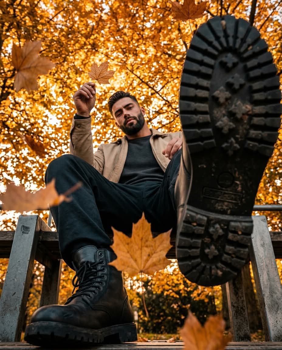 Cinematic Autumn Portrait from a Low Angle